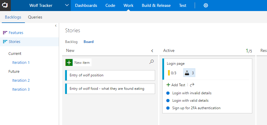 VSTS tests for a user story